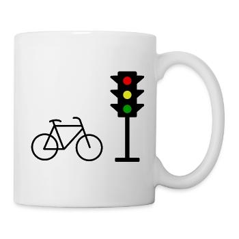 Empreinte de feu de circulation avec vélo - Mug blanc - blanc - Droite