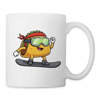Taco Snowboard Winter Wintersport Cool Essen - Tasse - Weiß - Rechts