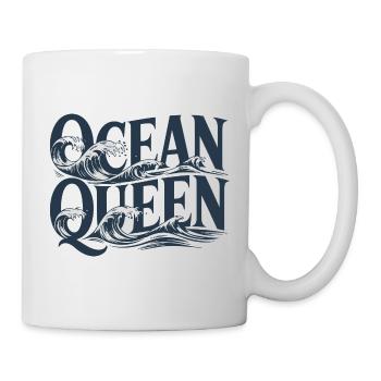 Ocean Queen - Conception typographique des vagues - Mug blanc - blanc - Droite