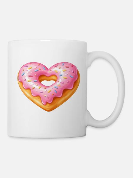 Herz Donut – Süßes Dessert Design - Tasse - Weiß