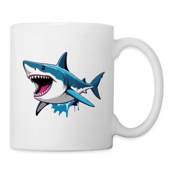 Énorme requin mordeur d’action Action Cartoon Shark - Mug blanc - blanc - Droite