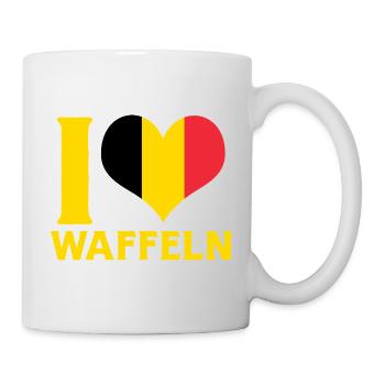 J’adore les gaufres Drapeau de la Belgique Décor alimentaire - Mug blanc - blanc - Droite