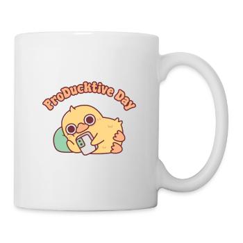Cute Duck Chilling With Handphone ProDucktive Day - Mug - white - Right
