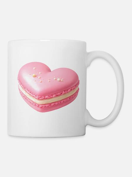 Macaron Herz Pastell Geschenk - Tasse - Weiß