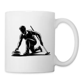 Silhouette d’action d’athlète Homme Curling - Mug blanc - blanc - Droite