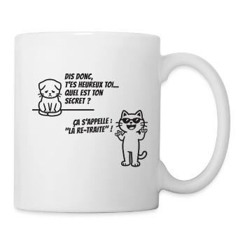 Le Secret des Chats Heureux (texte noir) - Mug blanc - blanc - Droite