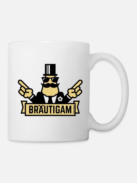 Bräutigam Handzeichen (Polterabend / JGA / 3C) - Tasse - Weiß