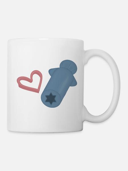 Herz-Rakete Retro Druck - Tasse - Weiß