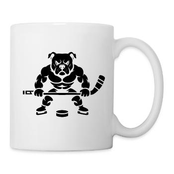 Hockey sur glace en silhouette minimaliste de Bulldog - Mug blanc - blanc - Droite