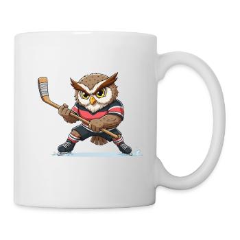 Waldkauz Eule Eishockey Spieler Cartoon Team - Tasse - Weiß - Rechts