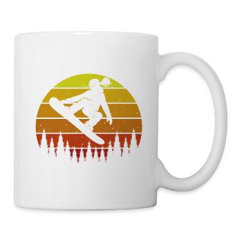 Retro Snowboarderin Slopestyle Wintersport Wald - Tasse - Weiß - Rechts