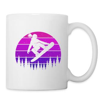 Retro Snowboarderin Slopestyle Wintersport Wald - Tasse - Weiß - Rechts