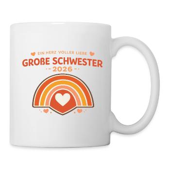 Ein Herz voller Liebe | Große Schwester 2026 Gesch - Tasse - Weiß - Rechts