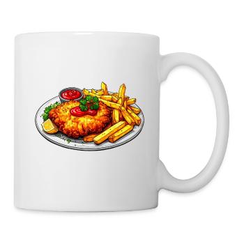 Schnitzel with fries - Mug - white - Right