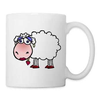Cuddly sheep with heart pendant - Mug - white - Right