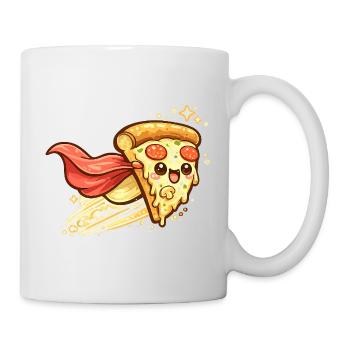 Pizzaheld mit Cape - Tasse - Weiß - Rechts