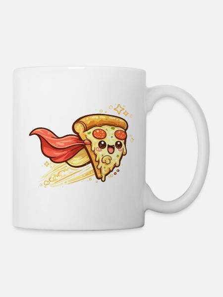 Pizzaheld mit Cape - Tasse - Weiß