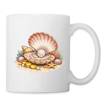 Pearl Shell with Treasure Illustration - Mug - white - Right
