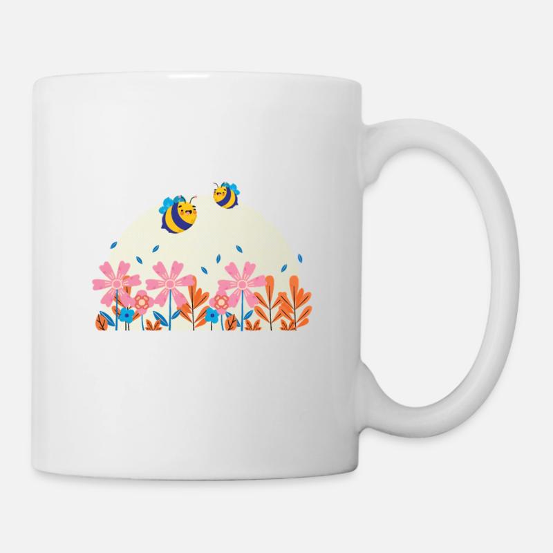 Bee Wild & Bloom Free – Bienen Blumen Spruch - Tasse - Weiß