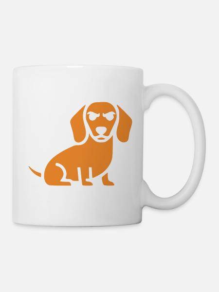Dackel Hund Flat Design - Tasse - Weiß