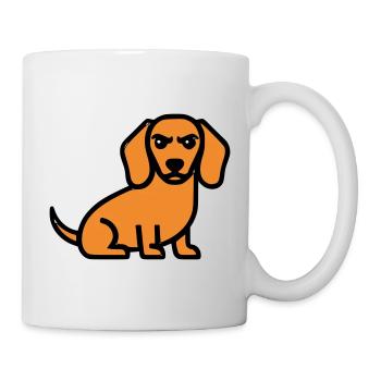 Dackel Hund Braun Comic - Tasse - Weiß - Rechts