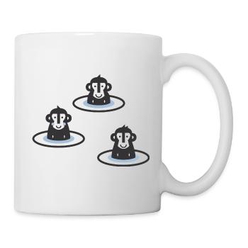 Trois macaques japonais dans l’onsen, il est bleu - Mug blanc - blanc - Droite