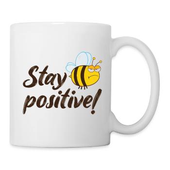 Stay Positive Grumpy Bee Humor Outfit - Tasse - Weiß - Rechts