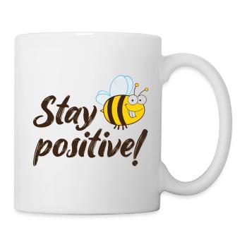 Restez positifs, Joyeuse abeille, bonne humeur. - Mug blanc - blanc - Droite