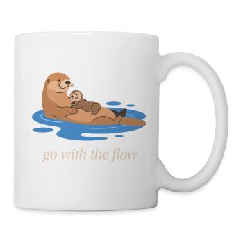 Otter Duo : Laisse Aller avec le Courant - Mug blanc - blanc - Droite