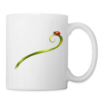 Ladybug on curved blade of grass - Mug - white - Right