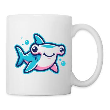 Niedlicher Hammerhai Cartoon Motiv - Tasse - Weiß - Rechts