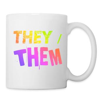 they / them Geschenkidee LGBTQ+ nonbinary Pronomen - Tasse - Weiß - Rechts