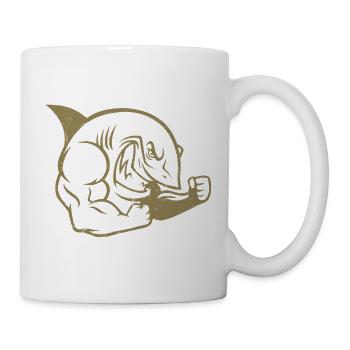 Muscular Shark Bodybuilder Workout Silhouette - Mug - white - Right