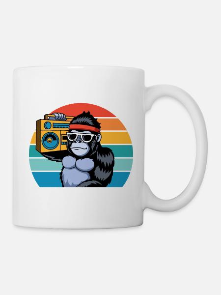 Retro Jungle Vibes for Music & Gorilla Fans - Mug - white