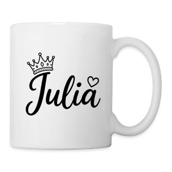Julia Name Krone Herz Kalligraphie personalisiert - Tasse - Weiß - Rechts