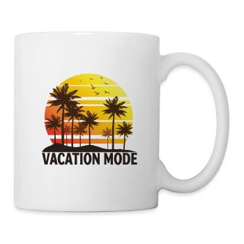 Vacation Mode Retro Palmen Sonnenuntergang Strand - Tasse - Weiß - Rechts