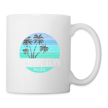 Vacation Mode Retro Palmen Sonnenuntergang Strand - Tasse - Weiß - Rechts