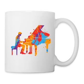 Piano bunt Pianist Jungen Herren Kinder Klavier - Tasse - Weiß - Rechts