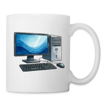 Retro PC Arbeitsstation Illustration - Tasse - Weiß - Rechts