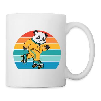 Retro Panda on Roller Skates - Mug - white - Right