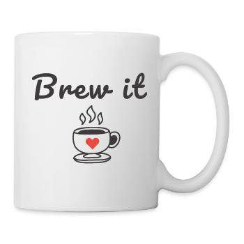 Citation Brew It Coffee : design minimaliste mignon - Mug blanc - blanc - Droite
