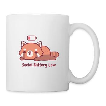 Cute Tired Red Panda Introvert Social Battery Low - Mug - white - Right