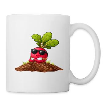 Radis cool avec lunettes de soleil et collier - Mug blanc - blanc - Droite