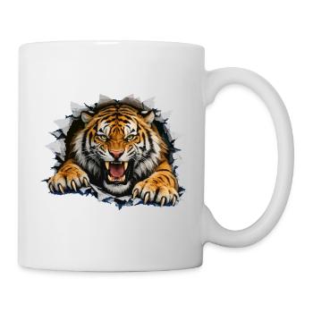 Perce du tigre sur les vêtements - Mug blanc - blanc - Droite