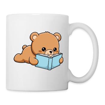 Book Bear Funny Bear reading Book - Mug - white - Right