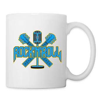 Rock 'n' Roll Retro-Mikrofon mit Gitarren - Tasse - Weiß - Rechts