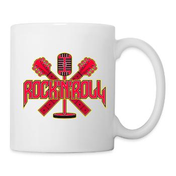 Rock 'n' Roll Retro-Mikrofon mit Gitarren - Tasse - Weiß - Rechts