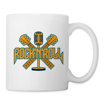 Rock 'n' Roll Retro-Mikrofon mit Gitarren - Tasse - Weiß - Rechts