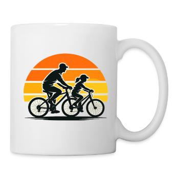 Family bike tour in retro sunset style - Mug - white - Right