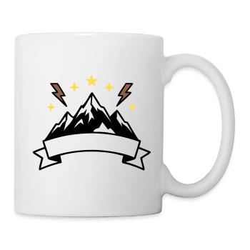 Berge Banner Textfeld Wappen - Tasse - Weiß - Rechts